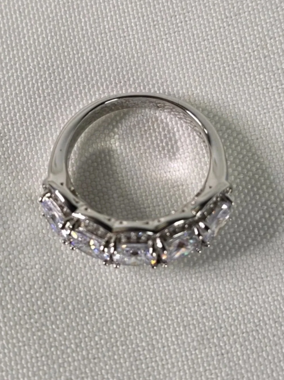 Italo 5 Stone White Sapphire Ring 925 Sterling Silver Size 6.5 New in Box